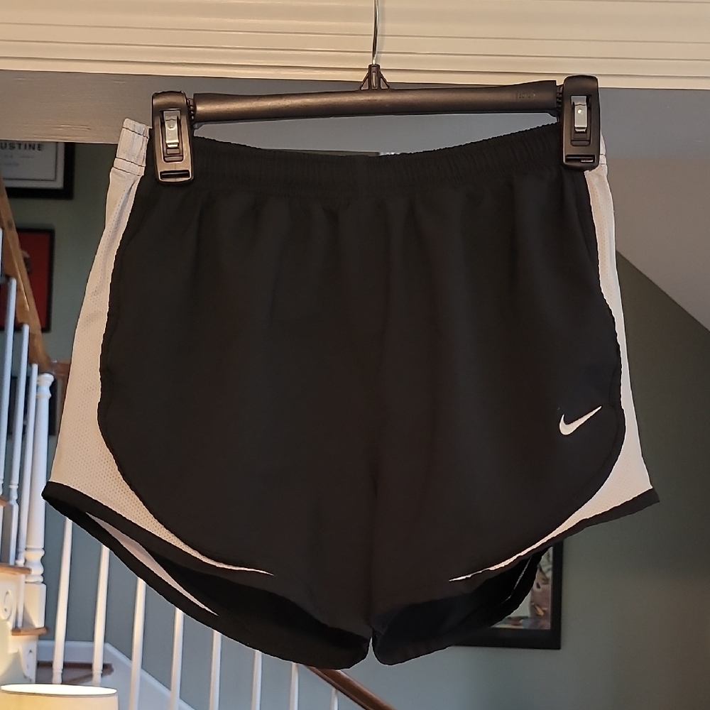 Nike Women's Black and White Athletic Shorts